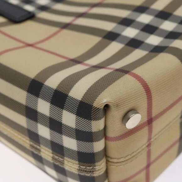 BURBERRY Nova Check Hand Bag PVC Beige Silver Auth - Picture 4 of 16